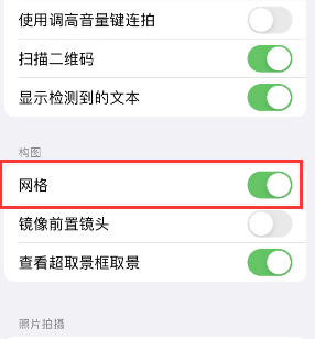 龙马潭苹果手机维修网点分享iPhone如何开启九宫格构图功能 