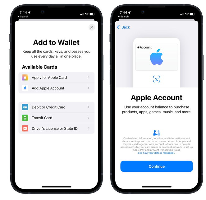 龙马潭苹果手机维修分享iOS 15.5钱包App如何添加 Apple 账户 